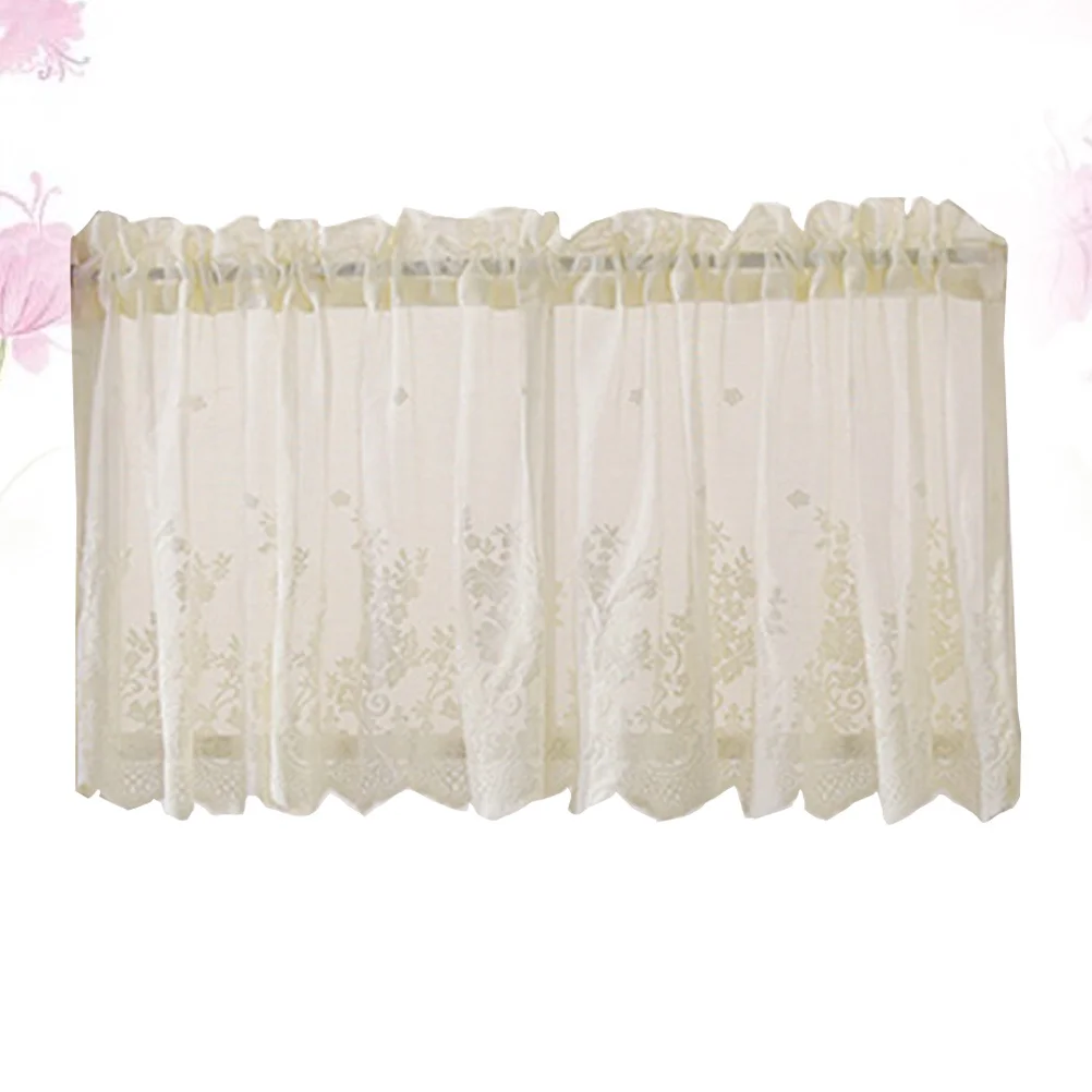 

137x61cm Half Curtain Lace Short Window Curtain for Kitchen Living Room Kids Room Balcony Light Control Decorative Privacy Shade