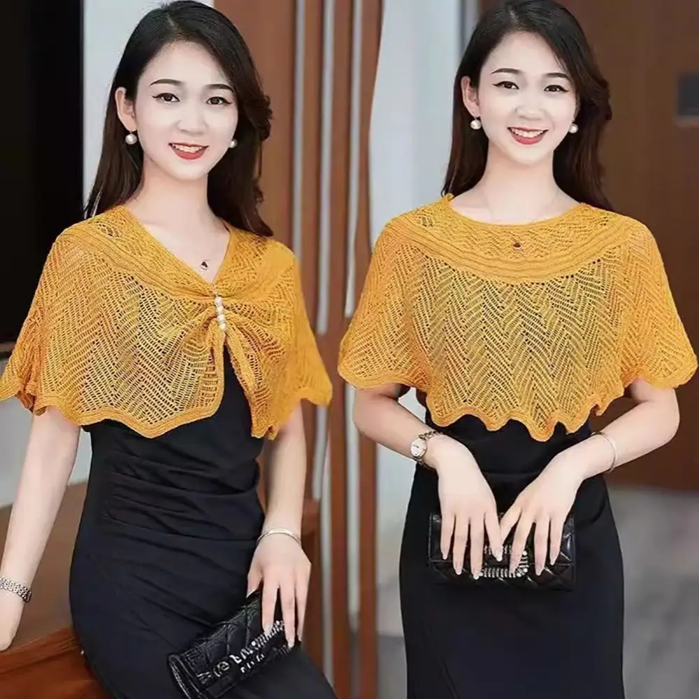 Cloak Multicolor Knitted Shawl Breathable Short Thin Coat Tulle Shawl Women