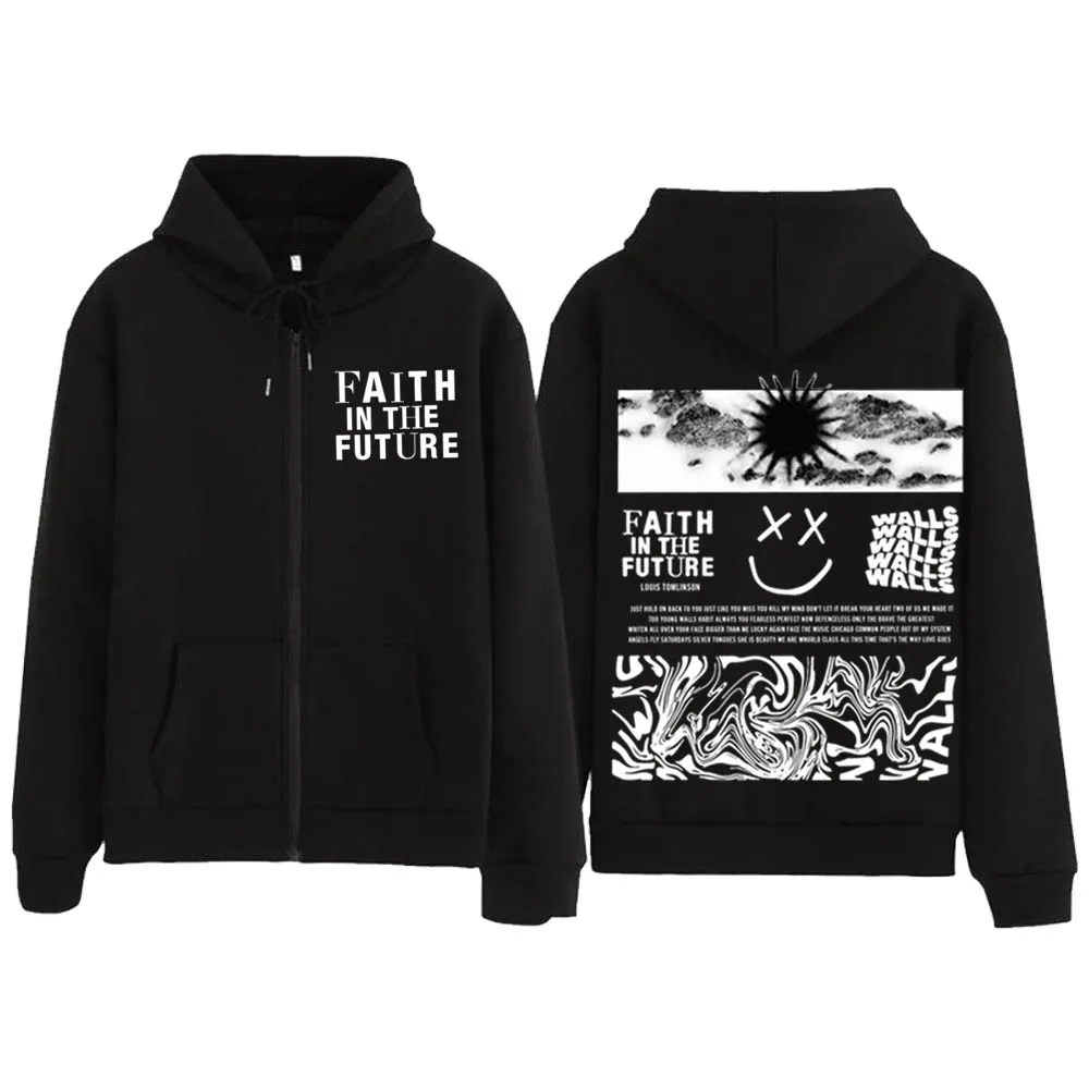 Walls Pink Lo. Uis 2024 World Tour Faith In The Future Zipper Hoodies Faith In The Future Zip Up Hip Hop Hoodie Unisex