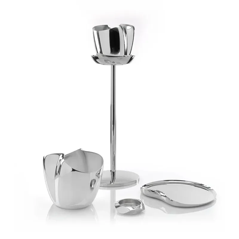 Luxury Stainless Steel Champagne Bucket Stand Vertical Ice Cooler Holder for Bar KTV Party Large Capacity Wine Bottle Rack