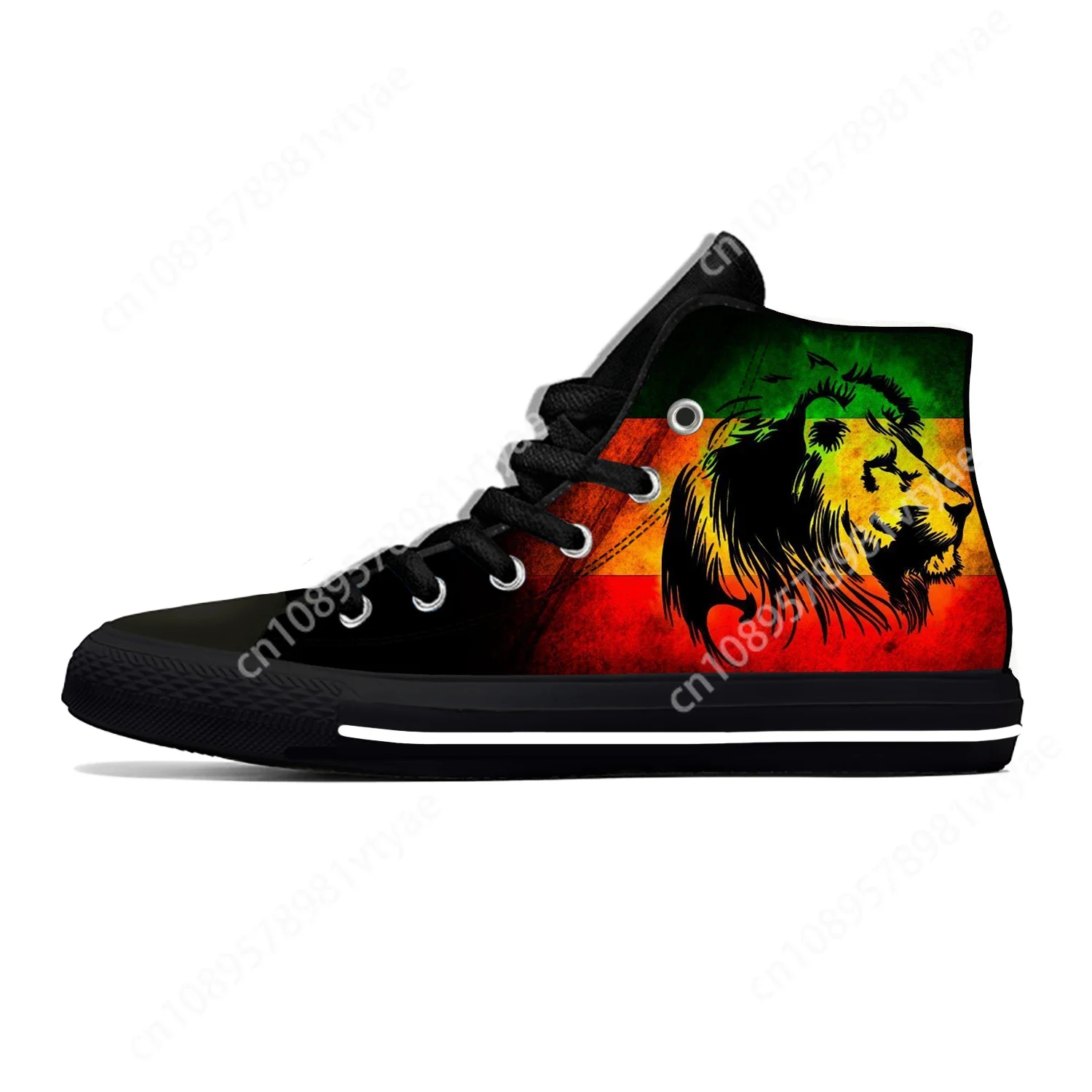 Ethiopia Flag Lion of Judah Reggae Rasta Fashion Casual Cloth Shoes High Top Lightweight Breathable 3D Print Men Women Sneakers