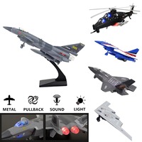 1:50 Pullback & Go Jet Fighter Aircraft Rafale F22 F35 B2 J10, with Light Sound, Scale Diecast Plane Model Kid Boy Baby Gift Toy