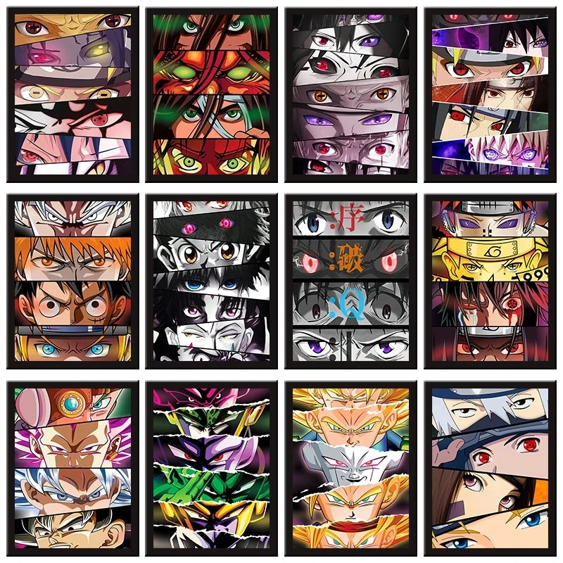 Japanese Anime Peripherals Canvas Painting Dragon Ball One Piece Naruto Hunter Eye Mural Poster Wall Art Picture Decoration Gift