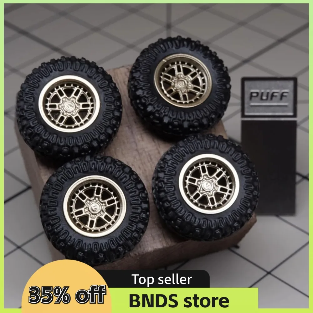 PUFF 1/64 Model Cars All Terrain Wheels Fuel-Nitro Refitting Parts with Rubber Tires For Off-road Vehicle Hot Wheels D: 13.5mm