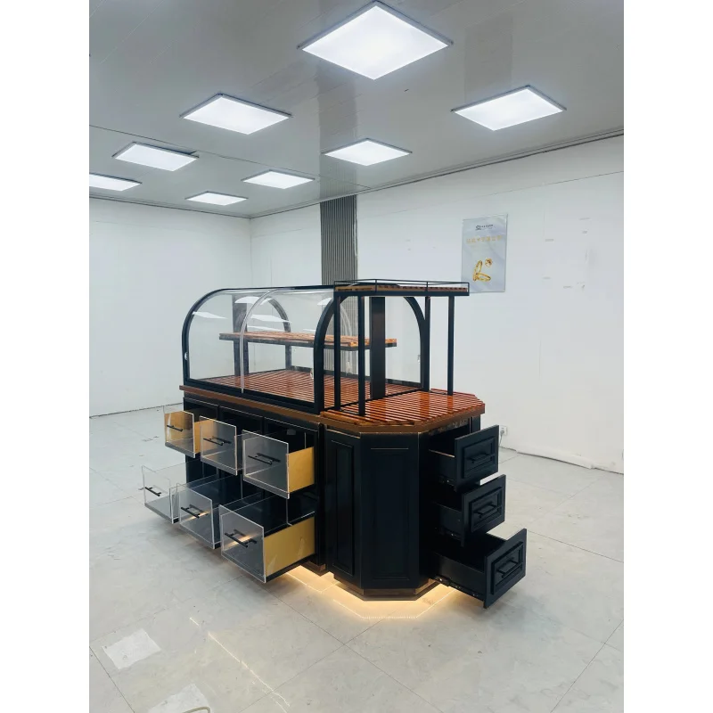 

Customize.Bakery Showcase LED Transparent Tempered Glass Heavy-Duty Pastry Cake Bread Display Shelf Commercial
