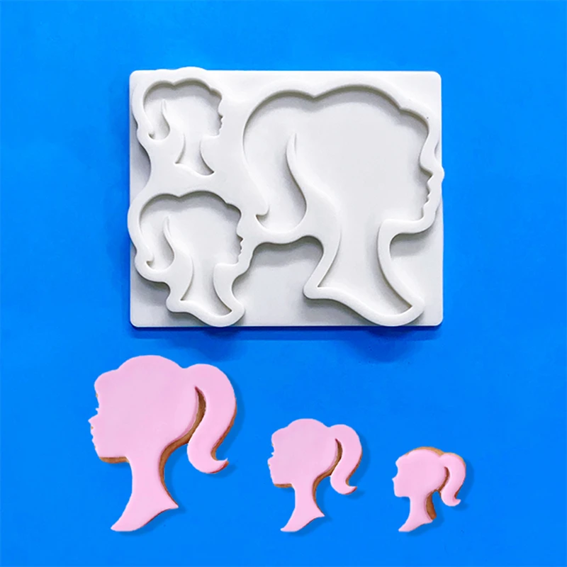 Cartoon Girl Head Candy Cake Decoration Silicone Mold Chocolate Candy Baking Mold DIY Gypsum Clay Mold