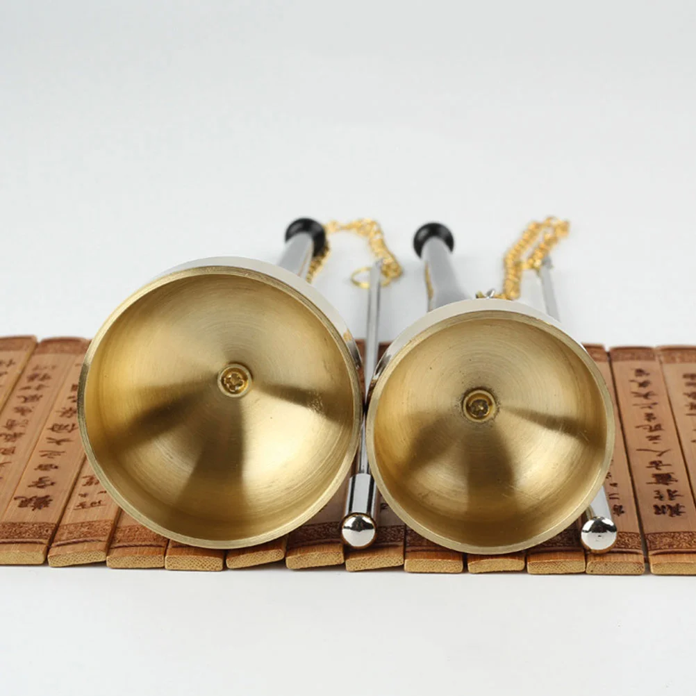 Exquisite Handle Brass Plastic Stainless Steel Yin Qing Dharma Bell Musical Instrument Creative Craft Gift Temple