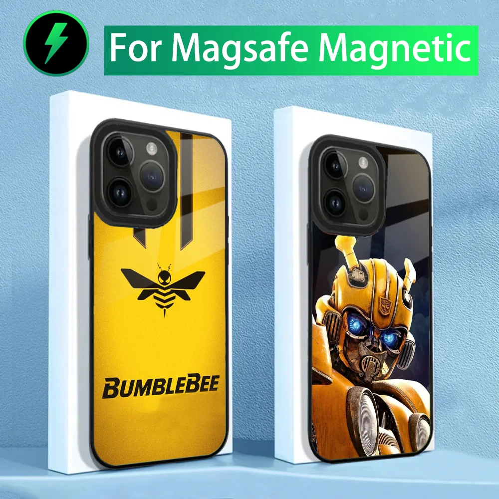 

Автомобильный чехол для телефона T-Transformers-Bumblebees для iPhone 15,14,13,12,11, Plus, Pro, Max Mini Magsafe с магнитной беспроводной зарядкой