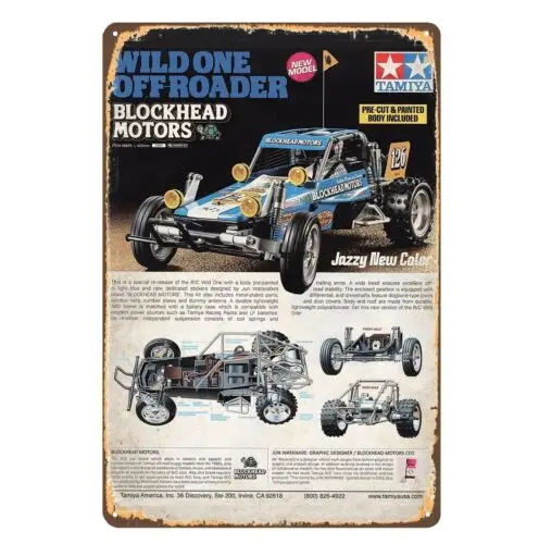 Vintage Rc Car Metal Sign Poster - Tamiya Wild One Buggy 20x30cm  -aluminum