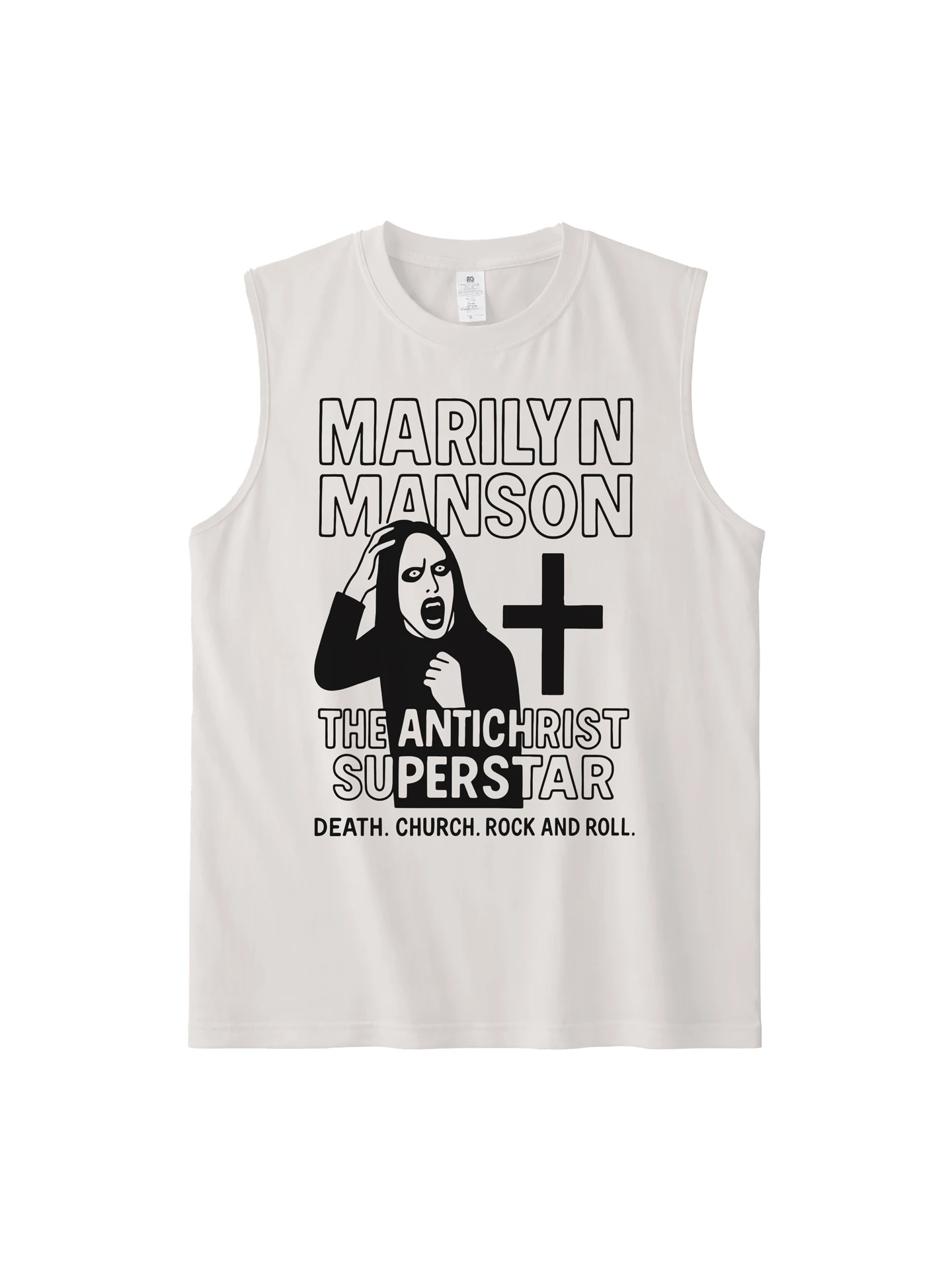 Marilyn Manson American Casual Pure Cotton Rock Band Graffiti Summer Sleeveless T-Shirt Graphic Print Youth Fashion Sweat-wic...