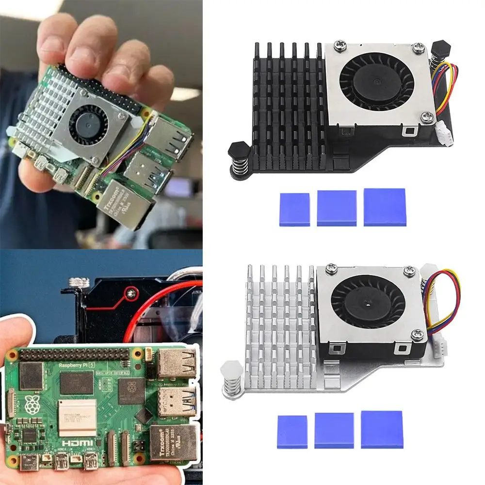 NEW Anodized Aluminum Active Cooler PWM Speed Adjustable DV 5V Heatsink Fan DIY Cooling Radiator for Raspberry Pi Accessories