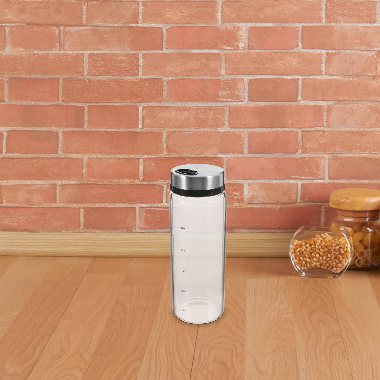 500Ml Stainless Steel Lid Rotary Glass Seasoning Jar Visible Stock Level Easy Clean for Home Kitchen Restaurant Commercial Spice