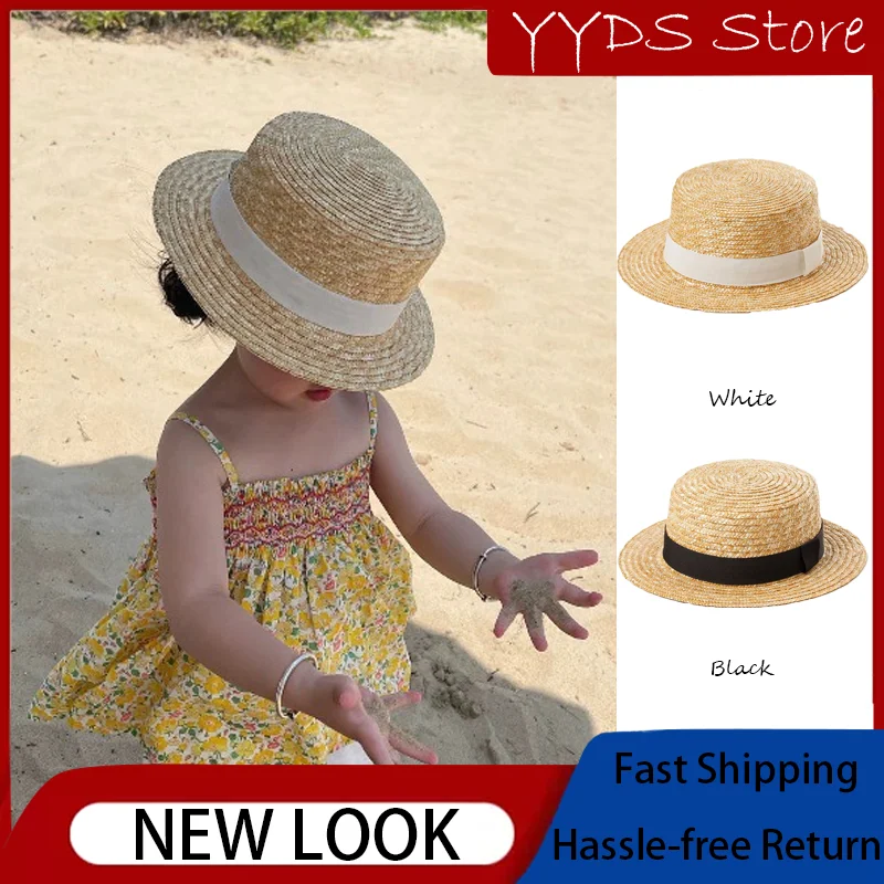 夏用キッズストローバケットハットワイドブリムuvサンキャップ女の子用アウトドア用