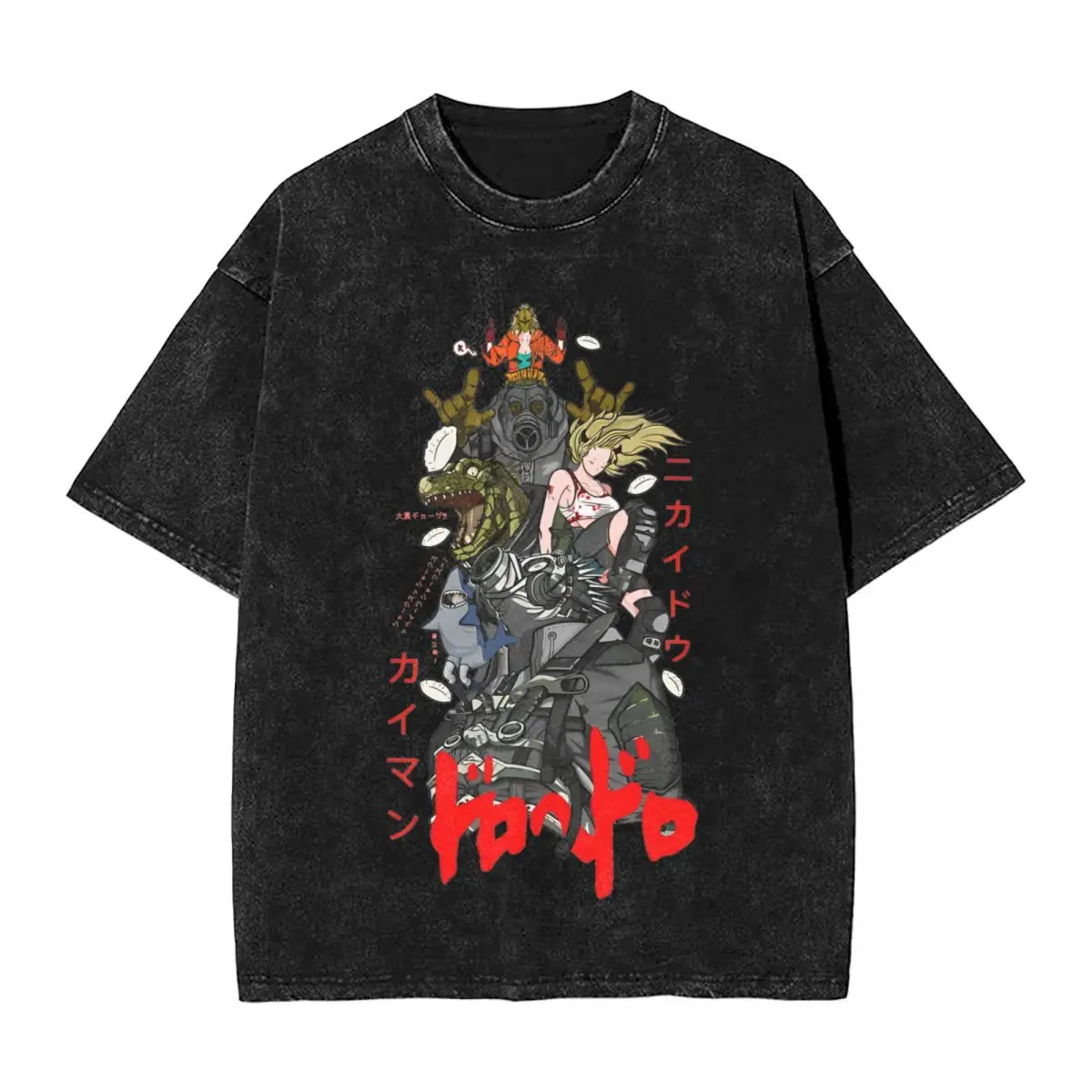 Washed T Shirt Dorohedoro T-Shirt Street Manga Fanart Nikaido Streetwear Short Sleeve Summer Tops Tee Shirt for Men Women