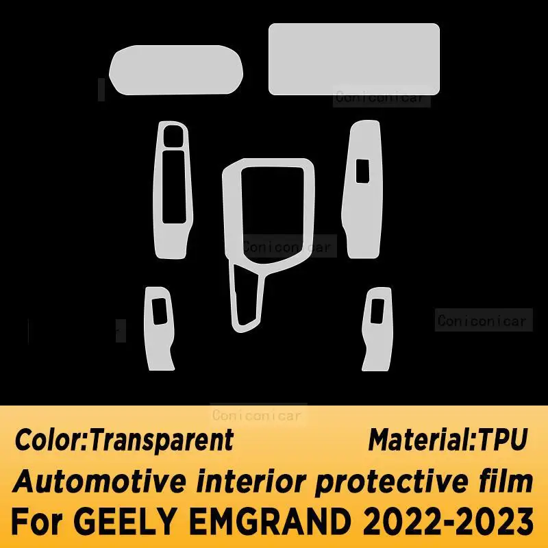 For GEELY EMGRAND 2022 2023 Gearbox Panel Navigation Screen Automotive Interior TPU Protective Film Cover Anti-Scratch Sticker