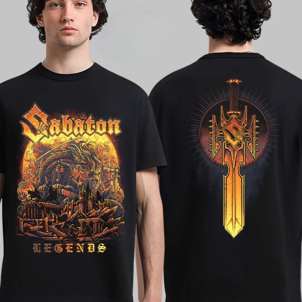 

New Sabaton The Legendary Tour Europe 2025 Tour Dates List Two Sides Unisex T-Shirt High-end Luxury