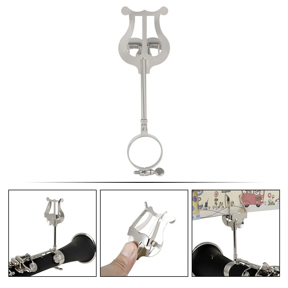 

Sheet Music Holder Clarinet Iron Clamp Silver Portable Lightweight Wear-Resistant Strong Grip Not Easy To Fall Small Size Simple