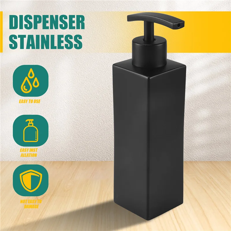 

Stainless Steel Black Liquid Soap Dispenser,Soap Dispensers,For Kitchen&Bathroom,350 ML-AA26