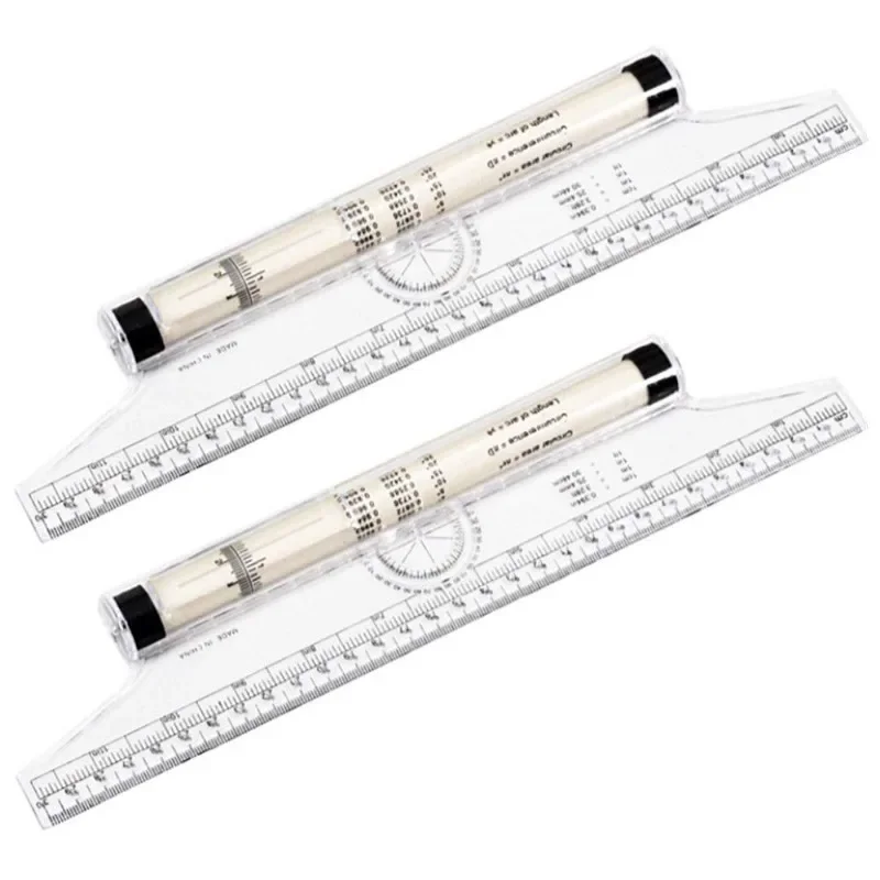 15cm 30cm Multi-Function Drawing Tool Roll Draw Ruler Metric Rolling Ruler Clear Parallel Rolling Ruler Angles Line Ruler