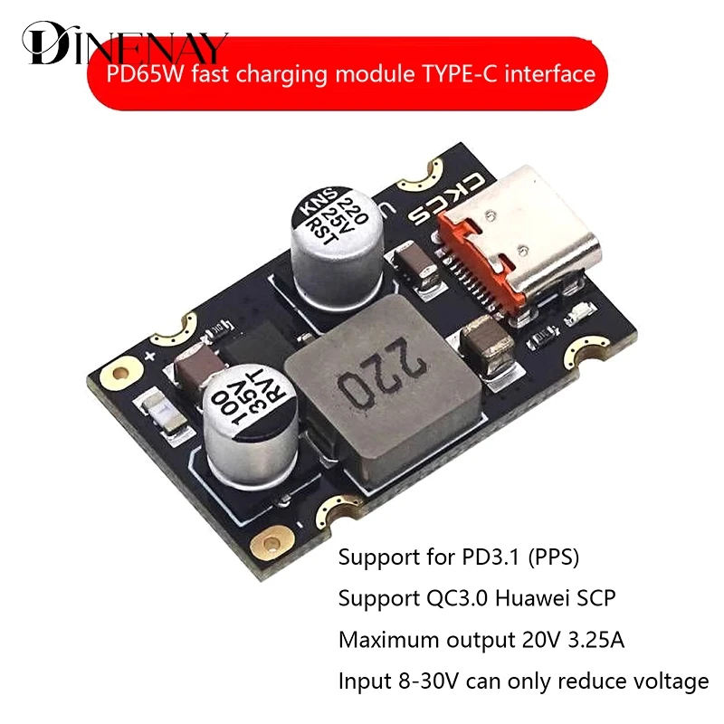 PD65W Fast Charging Module Type-C Interface PD3.1 Fast Charging QC3.0 Huawei SCP