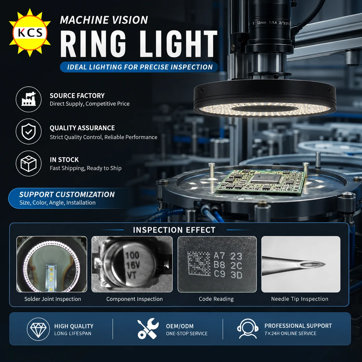 KCS Machine Vision 70 Degree Ring Light Source LED Ring Light LED Working Ring Light Luminous angle 70 DC 24V