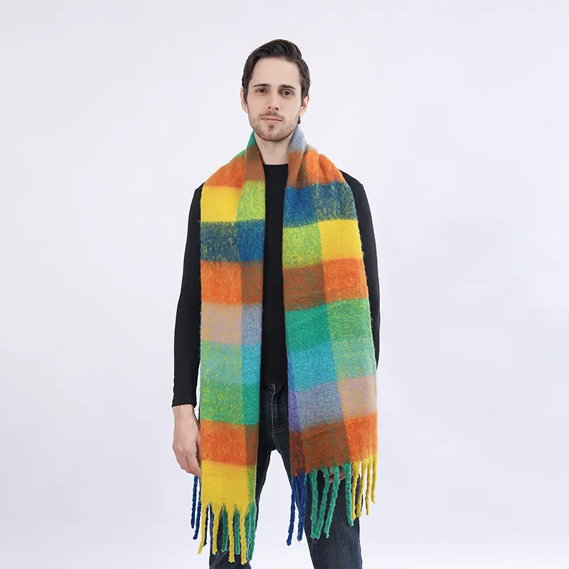 New Men's Winter Scarf Cashmere Woolen Checker Scarf Women's Autumn and Winter Tassel Shawl Men's Neck Scarfs designer scarf