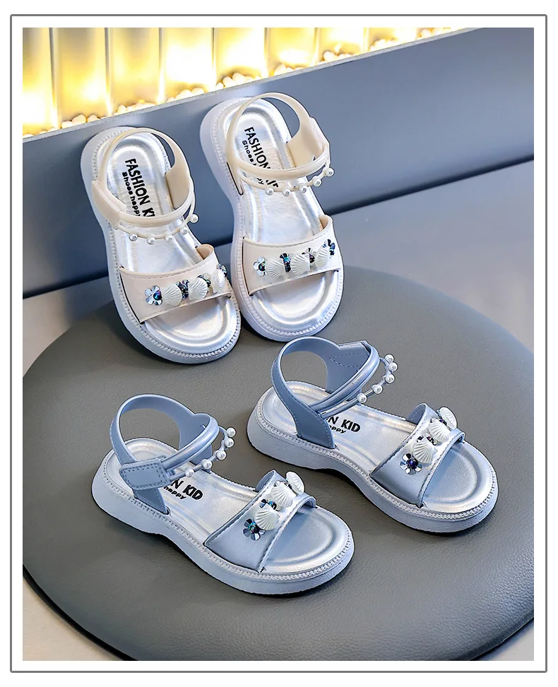 New Summer Trendy Viral Girls Princess Sandals, Sweet Fairy Style with Non-Slip Soft Sole, Suitable for Little, Medium and Big S