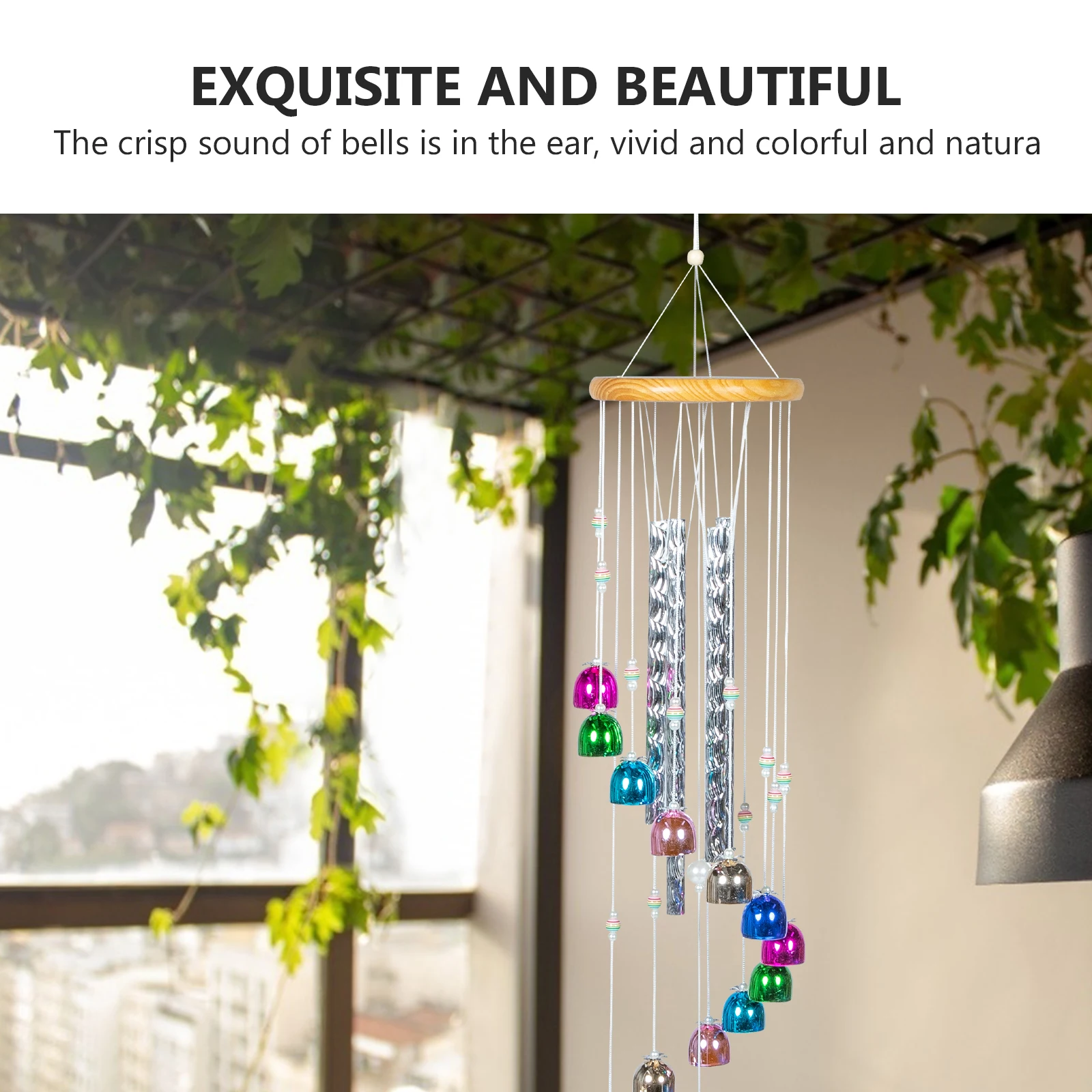 

Wooden Metal Wind Chime Decoration Vintage Bell Pendant Bedroom Balcony Hanging nament Angel Sound Decor