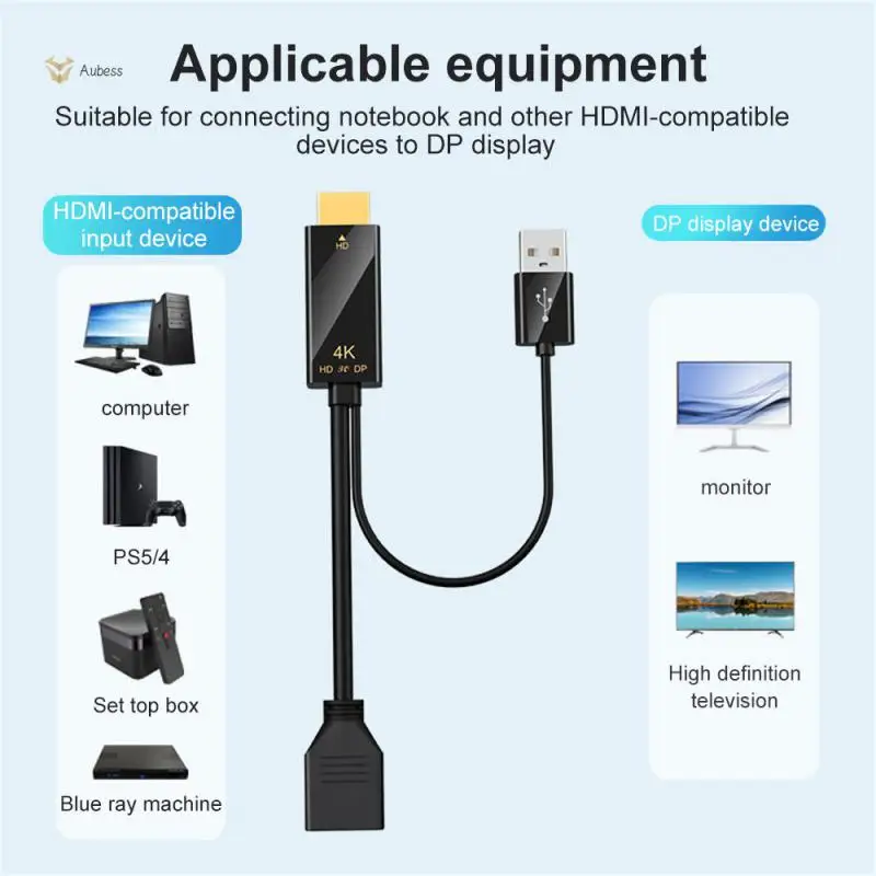 Dp / F Usb Charing Cable 4k * 60hz HDMI-compatible To Dp Conversion Line Displayport 3840 * 2160p Adapter Office Tools