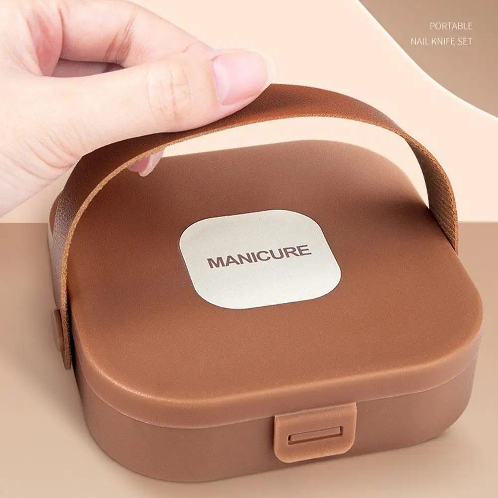 7 pçs conjunto de cuidados com as unhas de aço inoxidável manicure pedicure kit orelha picareta colher anti-respingo cortador de unhas higiene pessoal ferramentas limpas