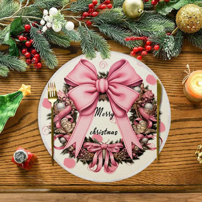 Rice based Nutcracker Ballet Girl Round Christmas Mat Wear resistant Plate Mat Home Table Decoration Mat