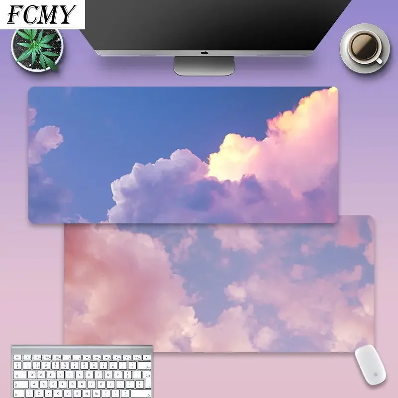 800x300x2mm  Pink Clouds Sky Office Mice Gamer Soft Mouse Pad Large Mouse Pad Keyboards Mat Kawaii Mouse Pad  Writing Desk Mat