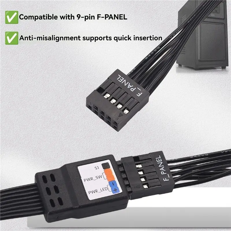 Motherboard Indicator Light Switch Extension Cable LED/PLED/Reset Power SW To 9PIN F-PANEL Extension Cable Foolproof