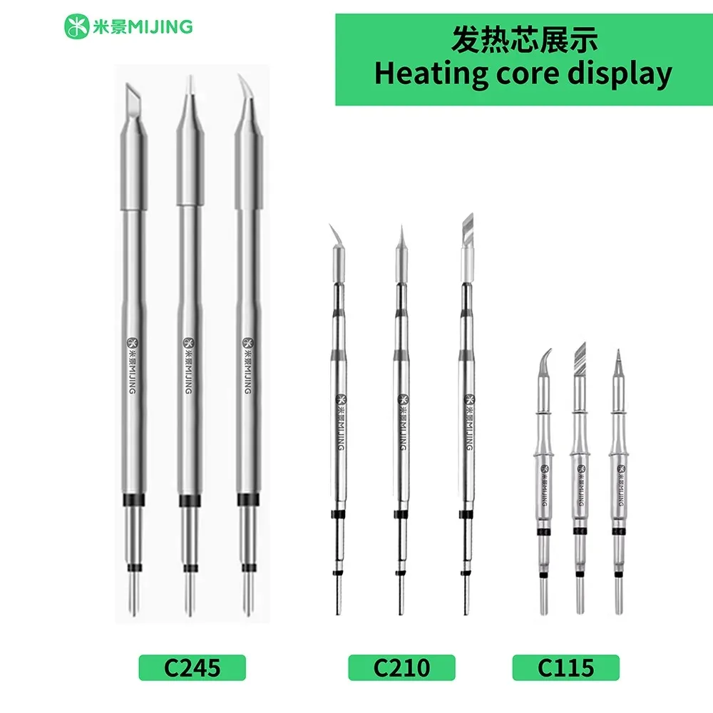 MIJING H1 C210 C245 C115 Tips Wire Control Handle Heating Core Soldering Iron Tip For OSS GVM AIXUN Soldering Station Tools