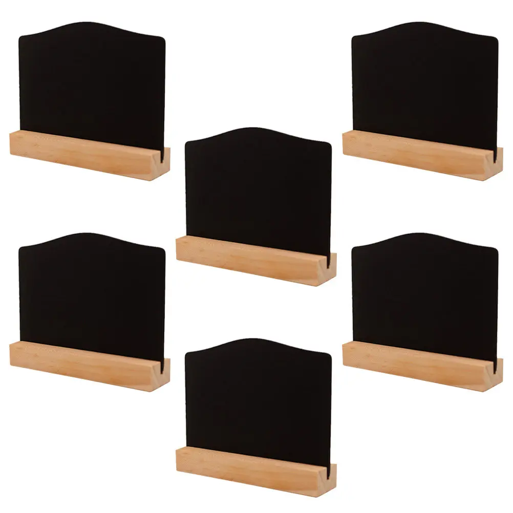 

6Pcs Writing Board Wooden Mini Blackboard Double Sided with Base for Drawing Messaging Kitchen Bar Coffee Shop Decoration