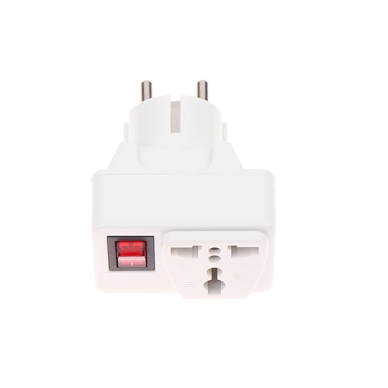 Extend Converter Plug Socket With On Off Red Light Switch EU 250V 10A Universal Adaptor Socket Portable White Extension Outlet