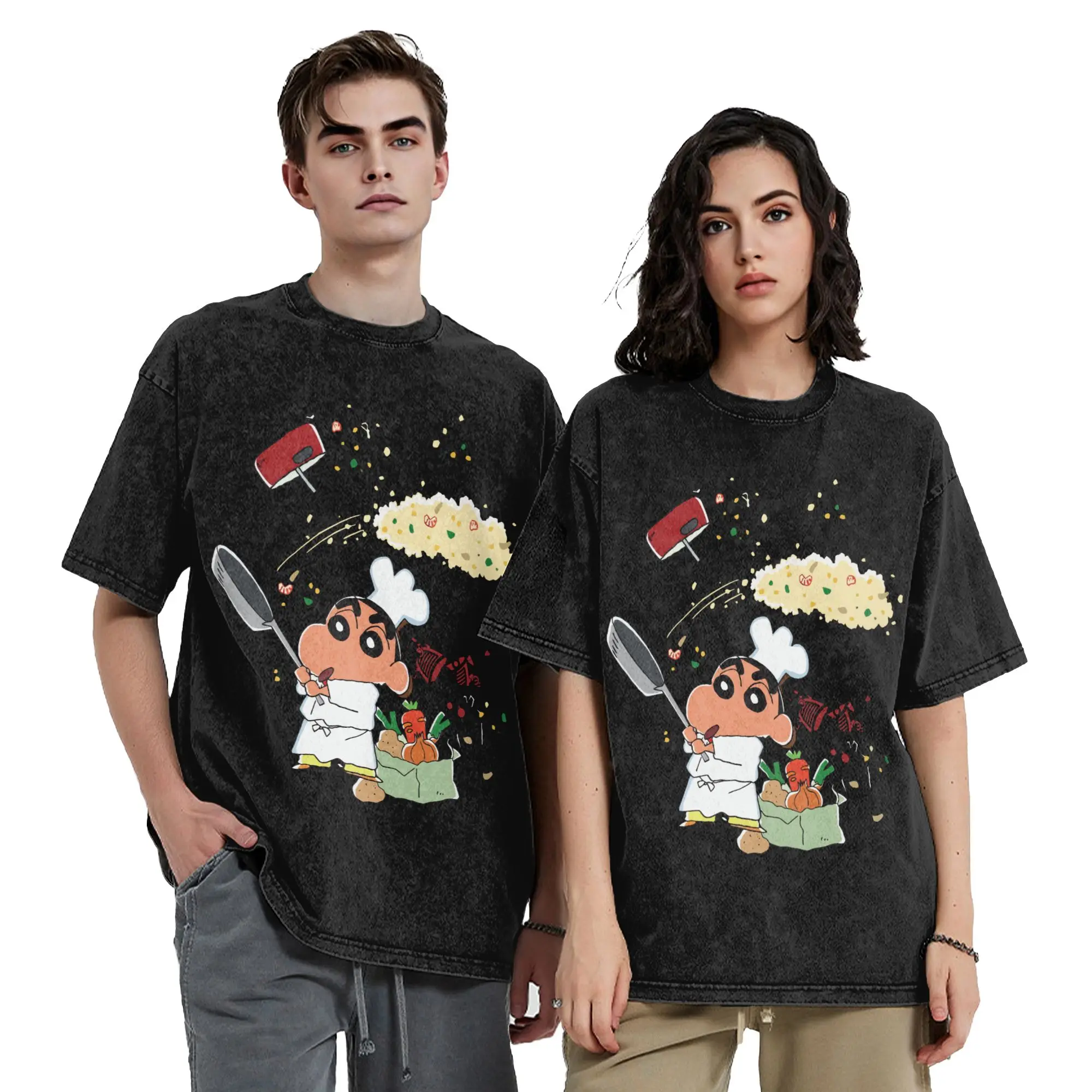 Crayons Shin-Chans Anime Washed T Shirts Streetwear Novelty T-Shirt  Tee Shirt Men Women Short Sleeve Street Graphic Printed