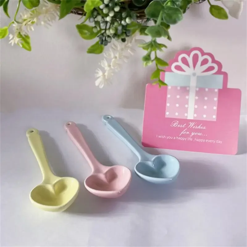 1/3/5PCS Romantic Ins Macaroon Love Spoon Heart Coffee Spoon Cute Ceramic Mixing Spoon Dessert Spoon Girl Tableware