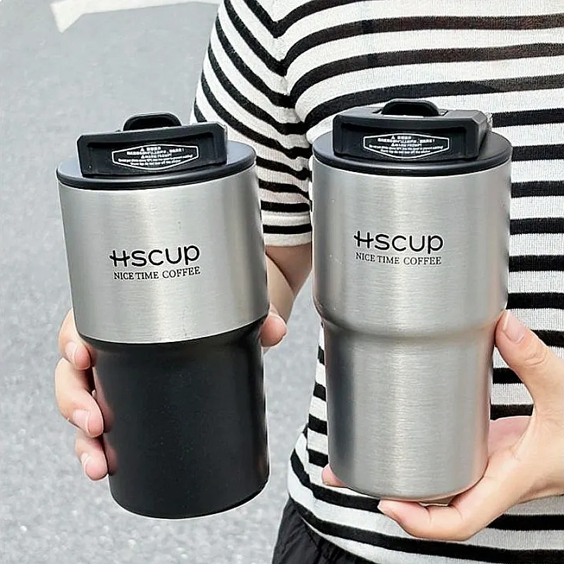 

Simple Men Coffee Cup Dual Use Outdoor Portable Handle Vacuum Thermos Car 316 Stainless Steel Straw Travel Mug Gift
