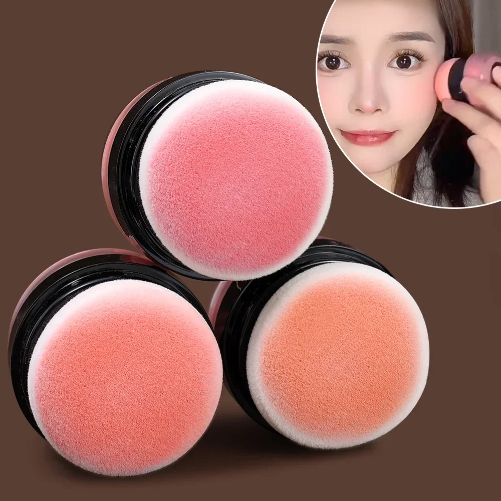 Soft Face Blusher Nourishing Lasting Cheek Contour Peach Blush with Powder Puff and Mirror Lazy Air Cushion Blush Powder Makeup