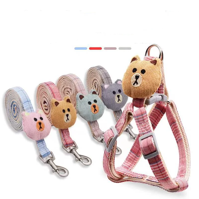 

Pet Traction Rope Leash Cat For Small Medium Dog Puppy Chest Strap Adjustable Pet Supplies Collar Cartoon Accessories Cute Bear