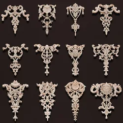 Apliques de madera, decoración de madera Vintage para muebles, molduras antiguas, accesorios de decoración del hogar, calcomanía de madera, flores florales