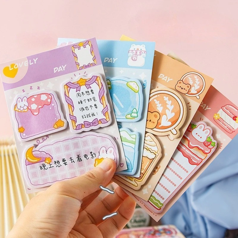 Cartoon Creative Combination Sticky Notes, High-value  Memo Pad, Cute, N Times Sticky Notes Decorative Message Posts Stationary