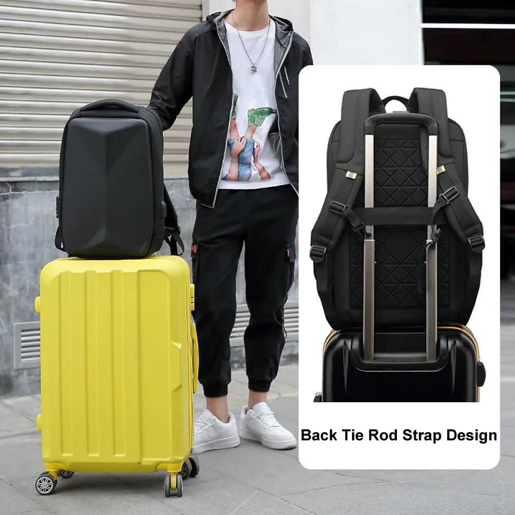 GNWXY New Hard Shell Men Anti-thief Backpack Fashion Large Capacity School Backpacks Waterproof Business Laptop Bag Dropshipping