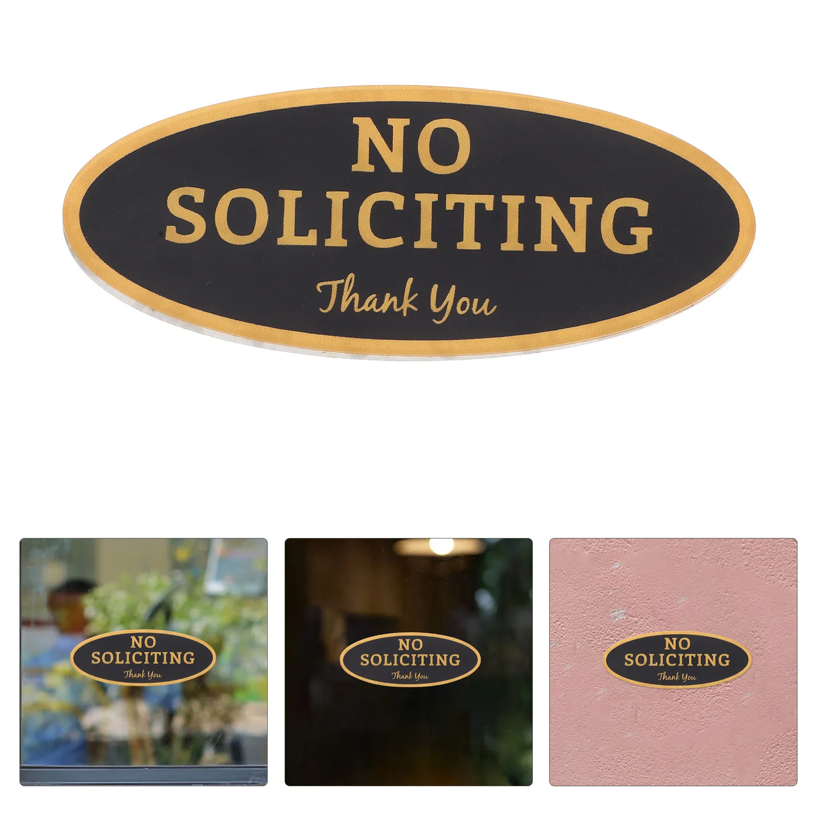 

2Pcs No Soliciting Sign Acrylic Weather Resistant Clear Text for Front Door Office Long Lasting Easy Peel Stick Signs