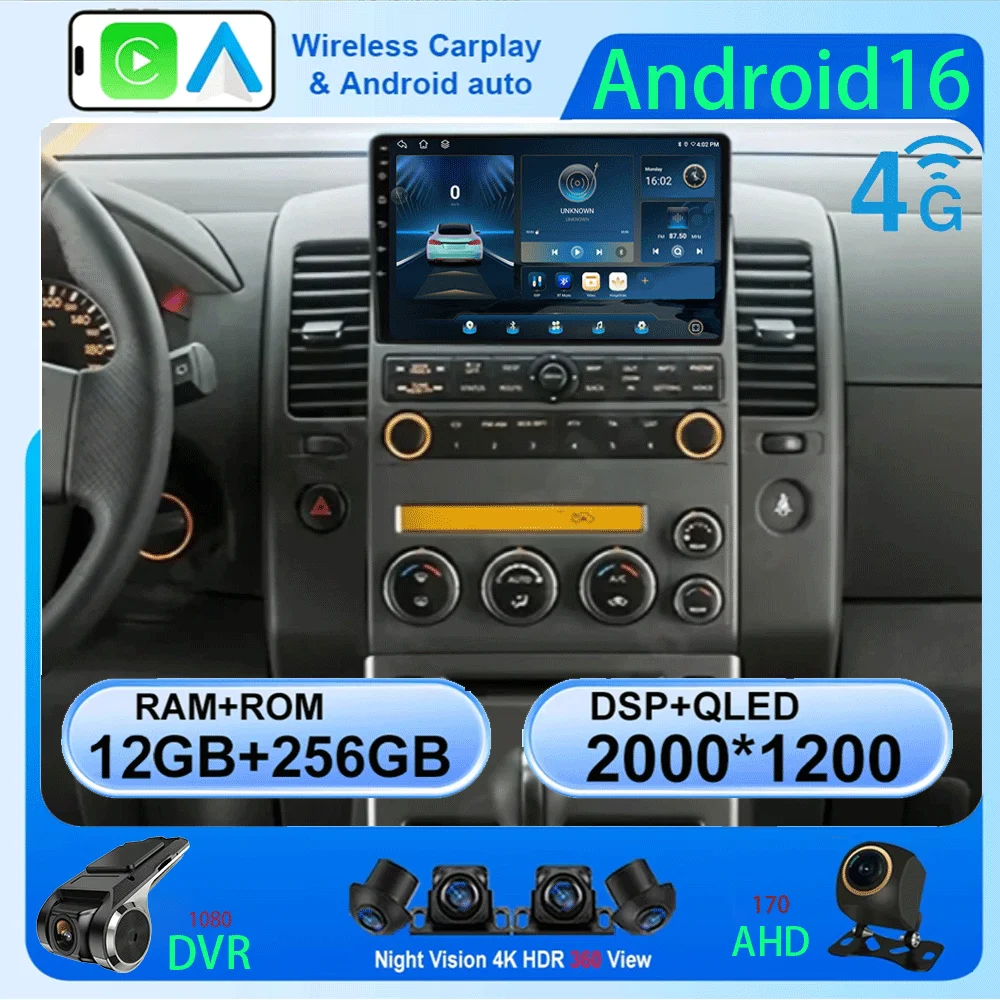 Android 16 para Nissan Pathfinder 2004 2005 2006-2014, Navegación GPS, Reproductor Multimedia para Auto, Unidad Principal, Sin DVD 2DIN