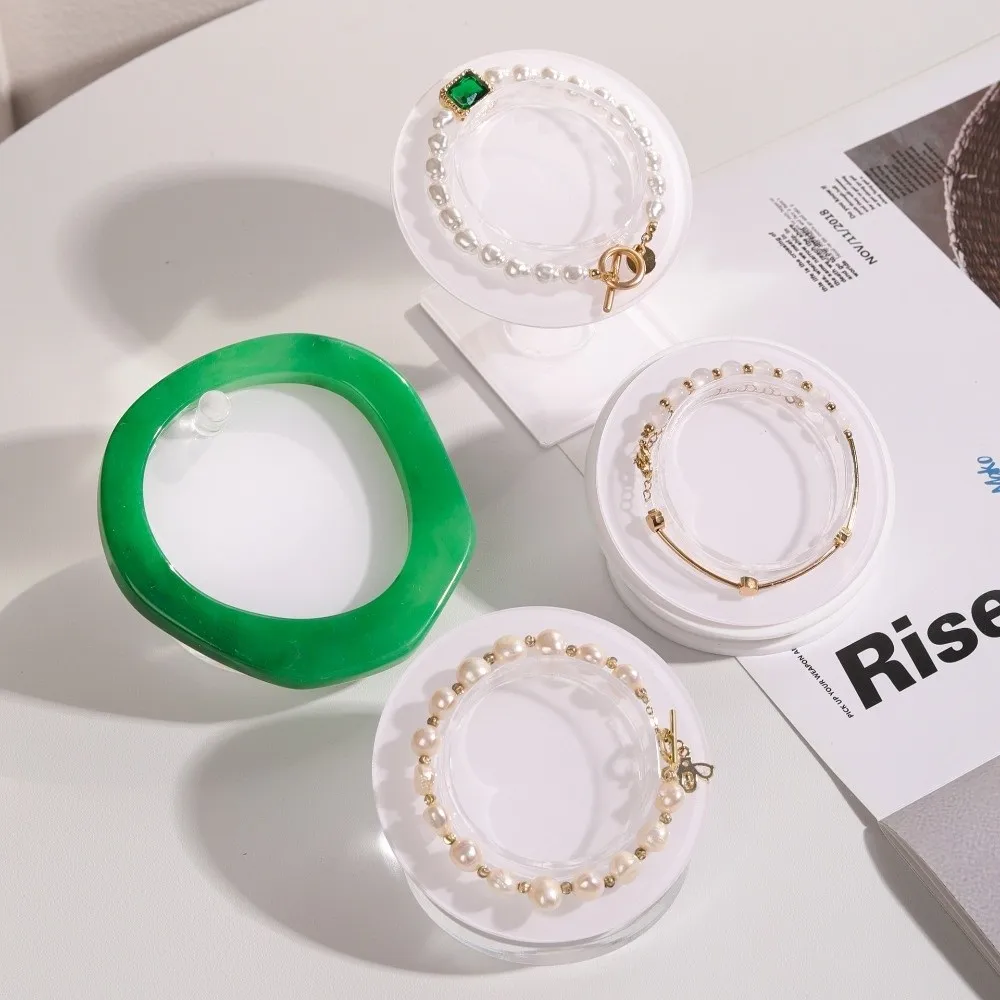

Fashion Acrylic Bracelet Bangle Display Plate Transparent Round Bracelet Organizer Bracelet Photo Props Jewelry Storage Tray