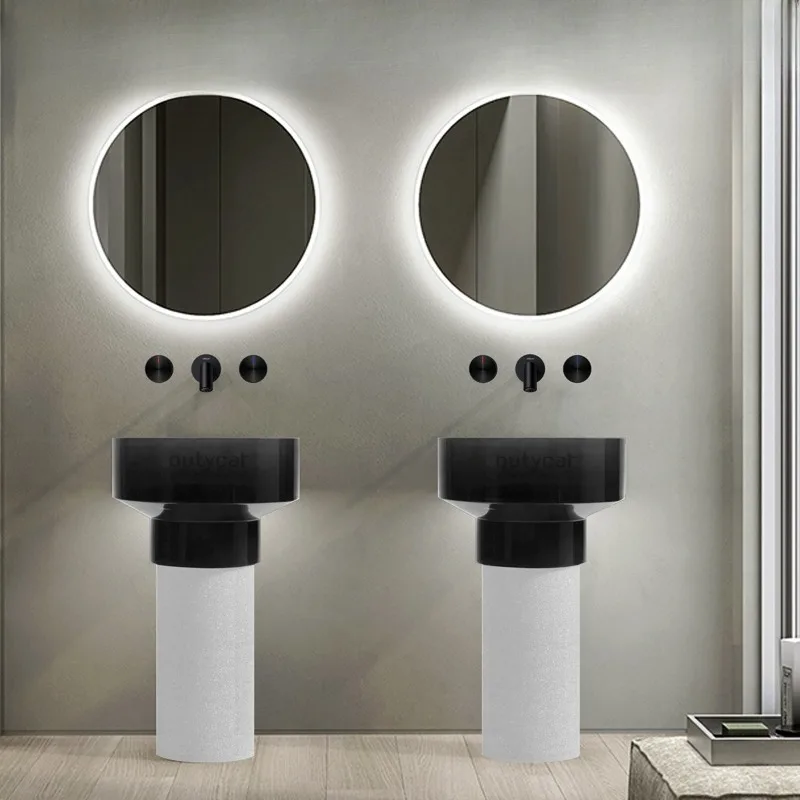 

Cross-border floor-to-ceiling washbasin Transparent crystal pillar basin Resin pillar basin Homestay Color transparent washbasin