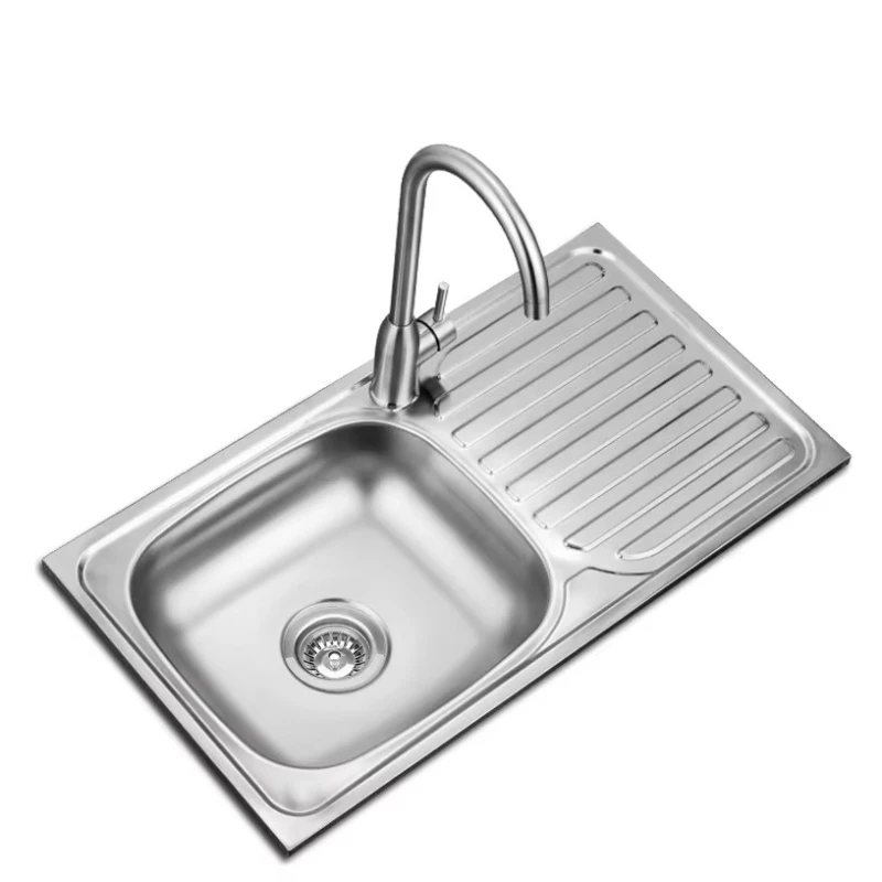 

Modern Design Stainless Steel Single Bowl Kitchen Sink Thickened Brushed Corner Single Hole Workbench
