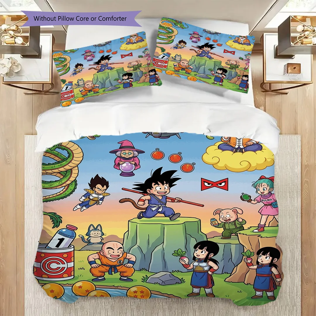Printed Duvet Cover Set & Pillowcase with Dragon Ball Design Bedroom Daily Bedding-kwq327